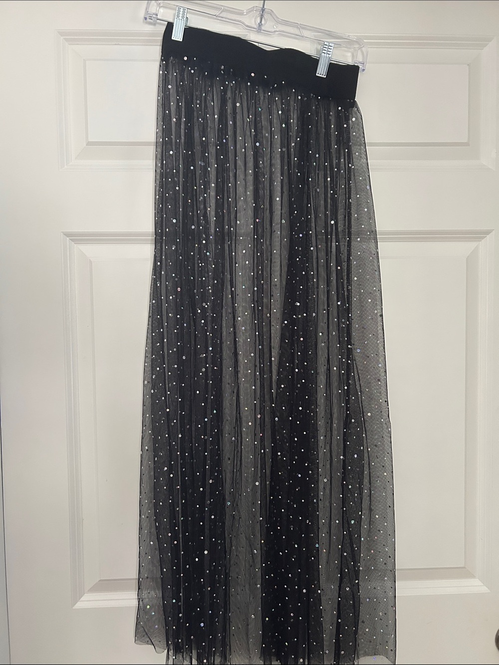 Forever 21 Black Polka Dot Tulle Maxi Skirt with Sparkle